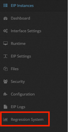 Regression System sidebar option