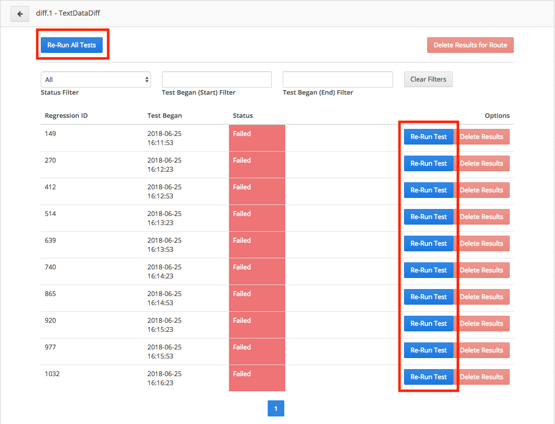 Results by Test, Re-Run
