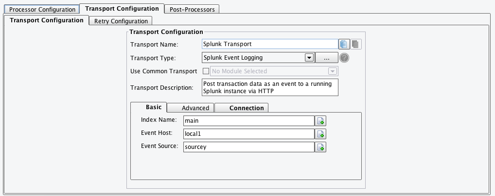 Spunk Transport Configuration for eiConsole for Splunk