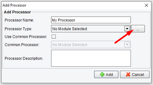 Select a Proccessor Type for your incoming data.