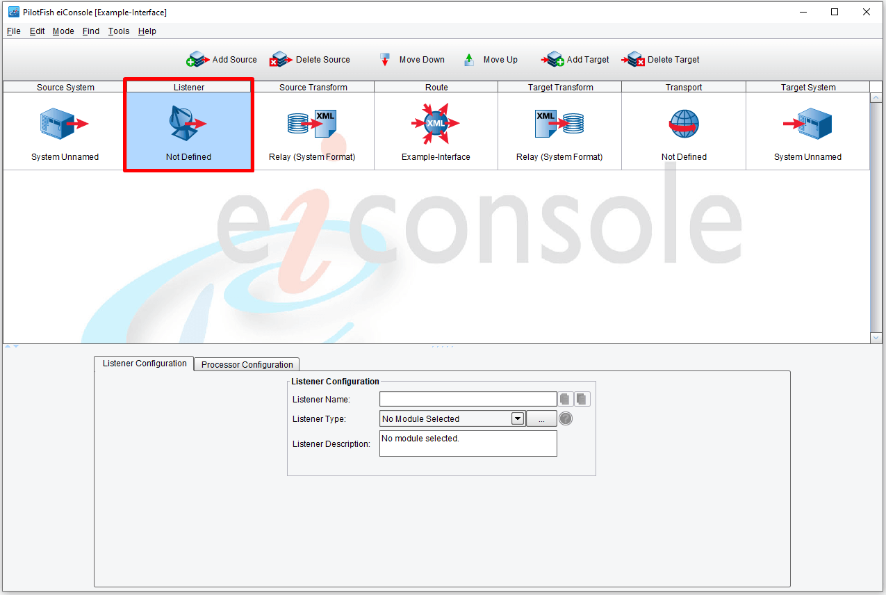 Select the Listener or Adapter to be Configured in the eiConsole.