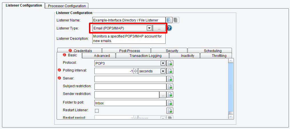 Individual Listeners or Adapters will have different configuration options.