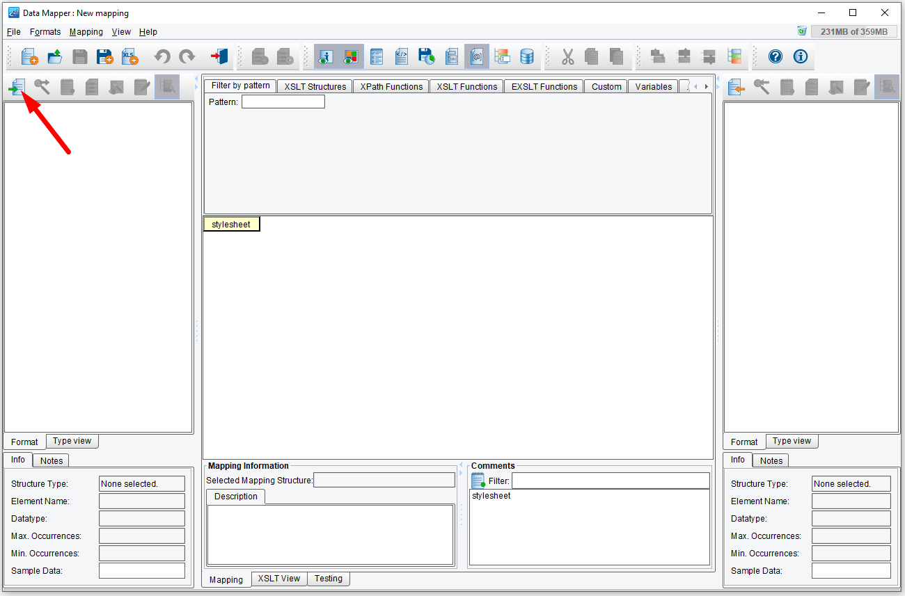 Click the data mapping icon to get started in the eiConsole.