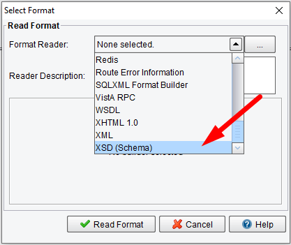 Select the file format to read into the data mapper.