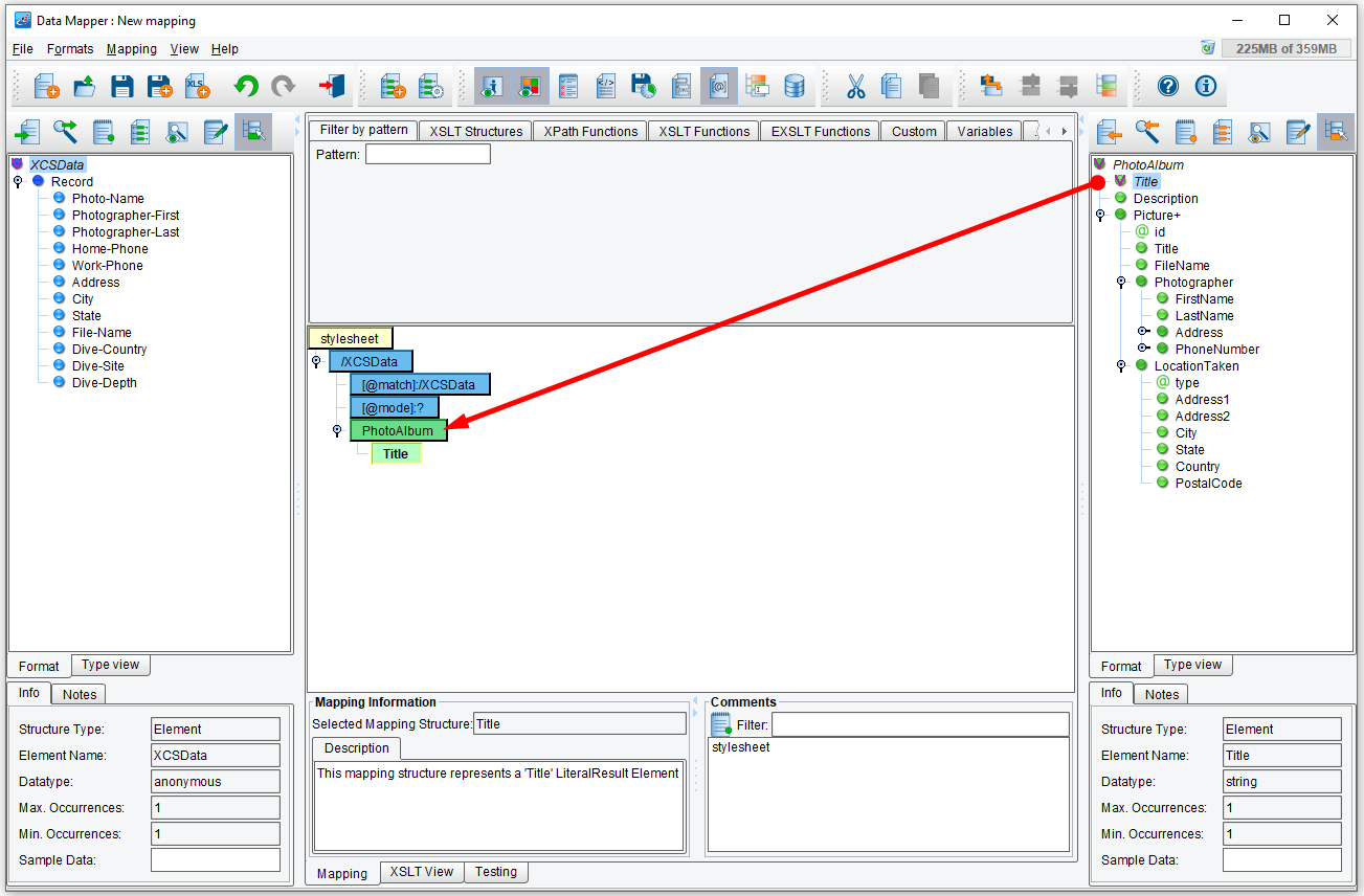 Drag & Drop fields into the data mapper central panel.