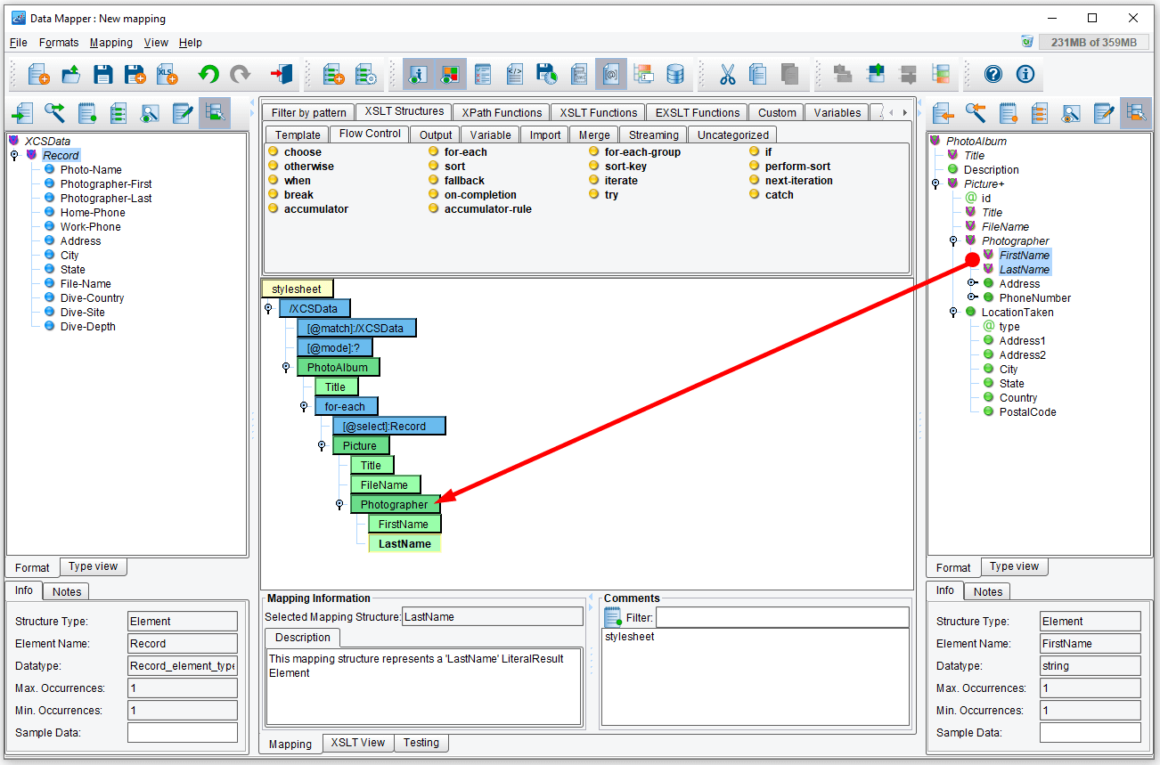 Data Mapping Route Interface eiConsole