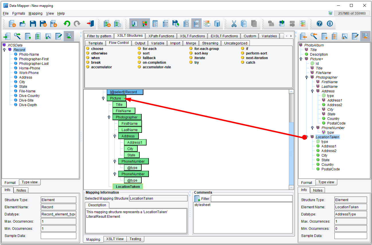 Drag & drop fields from the panel on the right in the data mapper.