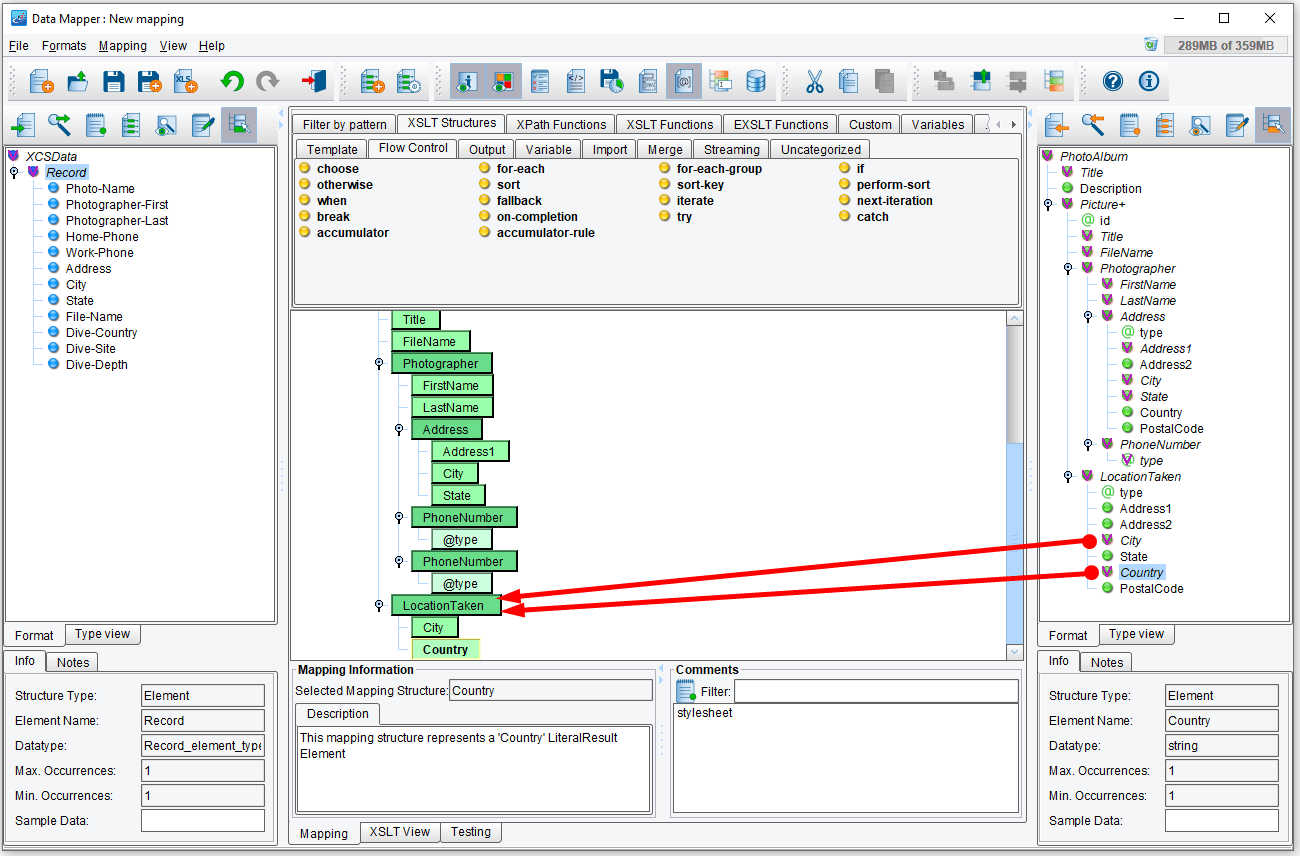 Drag & drop fields from the panel on the right in the data mapper.