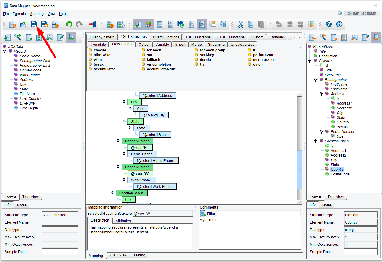 Identify the attribute type in the data mapper.