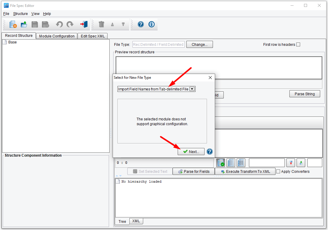 Describe the logical structure of inbound route data in file specification editor.