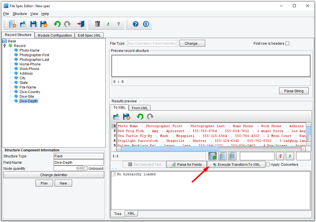 Parse Data into an XML File Structure by Selecting the Option.