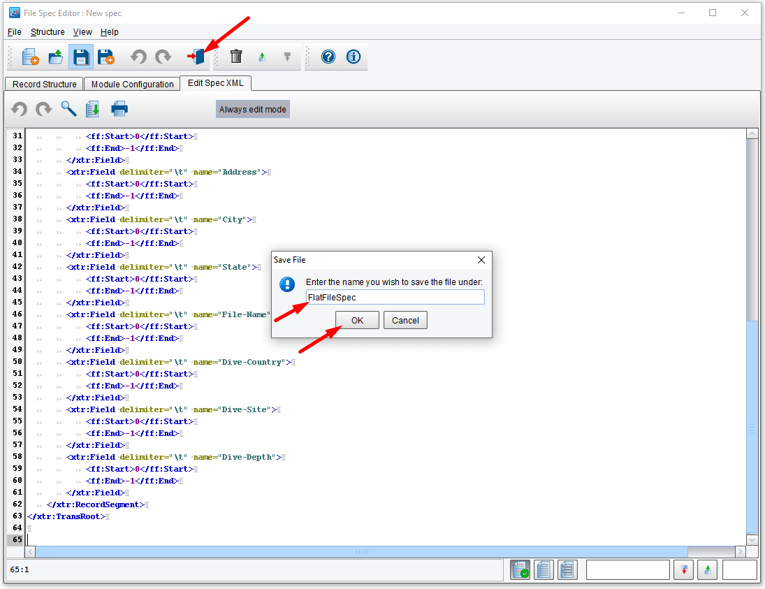 Enter the file name for the XML parsed data.