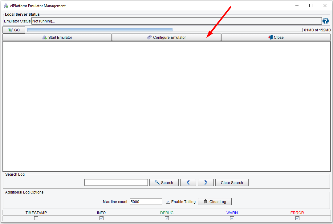 Route Testing - Select Configure Emulator