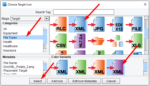 Choose Target Icon Category for the Route Target System Data