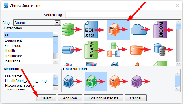 Select an icon for the Source of the Route.