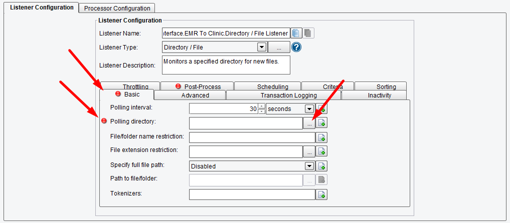 Basic Listener Configuration panel for EDI X12 route.