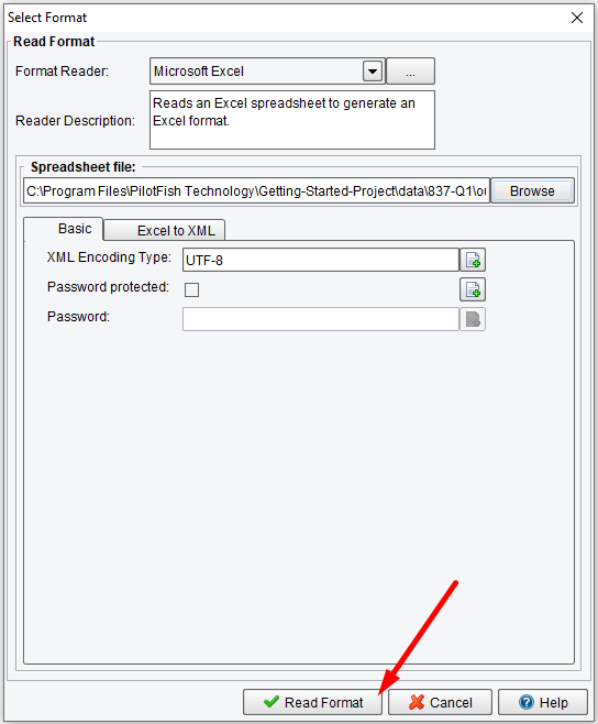 Click the Read Format button in the data mapper.