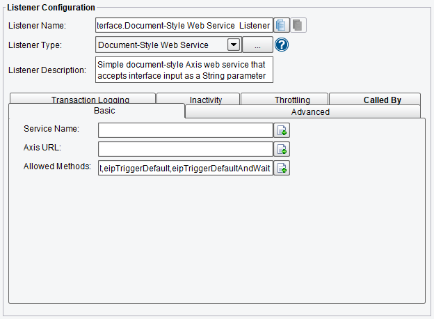 Document-Style Web Service Listener Basic Configuration Options in PilotFish