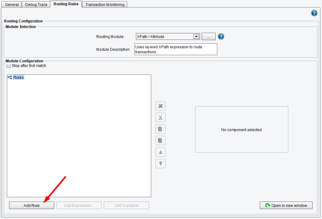 Click on the Add Rule button to define the first routing rule.