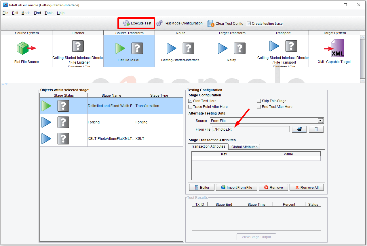Select Execute Test button to test and validate the route.