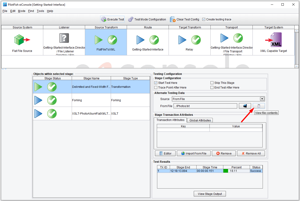 View the Route Testing File results.