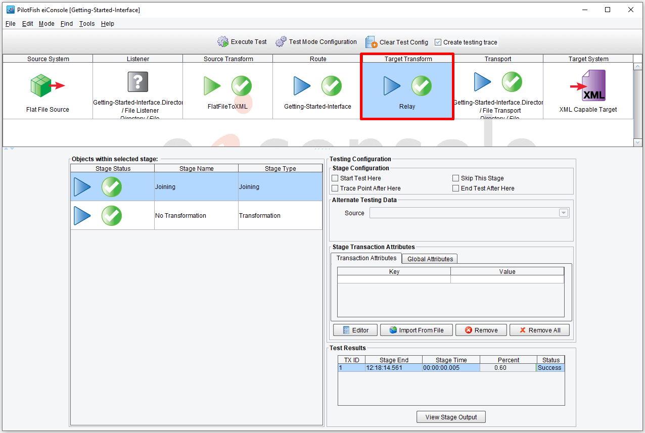 Target Transformation Stage in Inline Test Mode.
