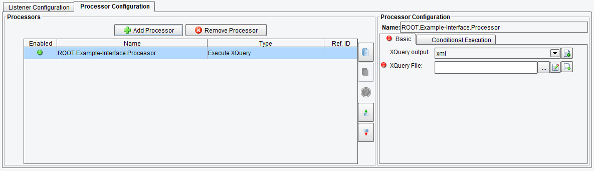 Execute XQuery Processor Basic Options