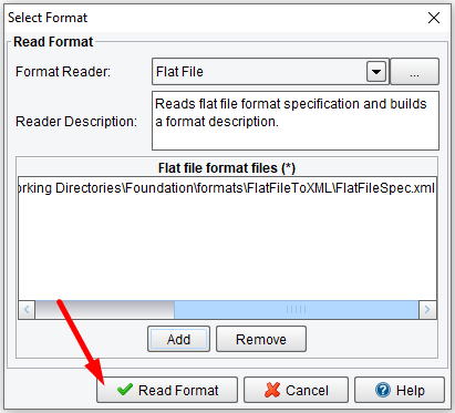 Select the file specification file created previously.