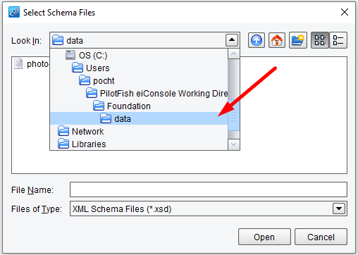 Select the Schema file from the drop-down.