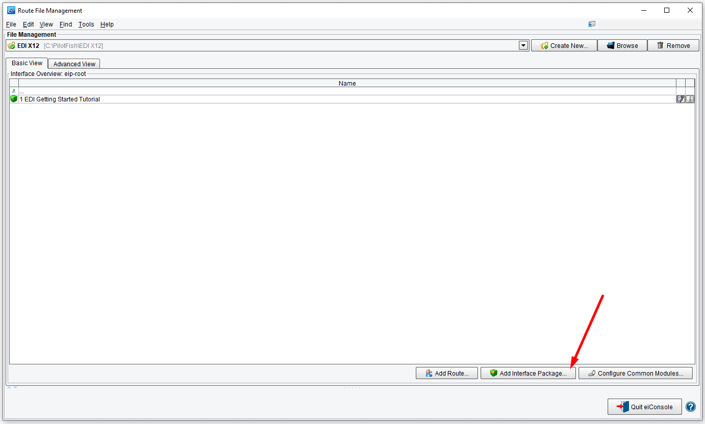 Add the Interface in the Route File Management panel.