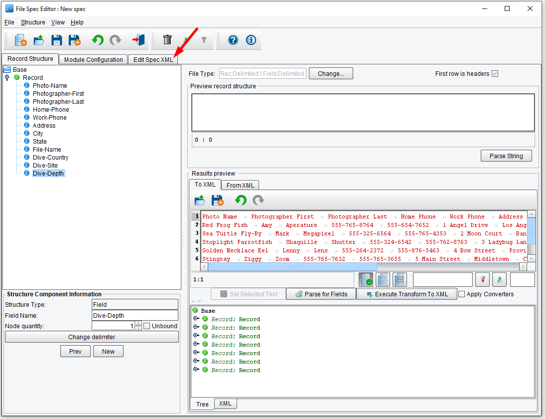 Parsing Option to Define Data Headers.