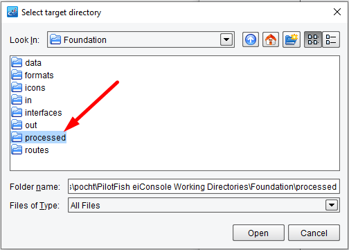 Select the Target Directory for the Listener Data.