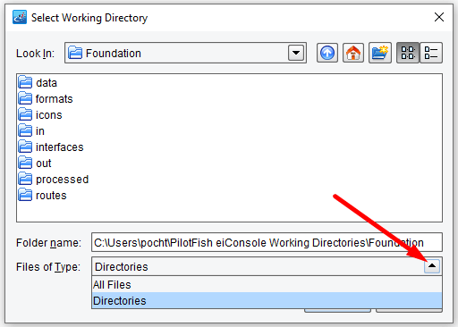 Select List of All Files or Directories in eiConsole Route Management