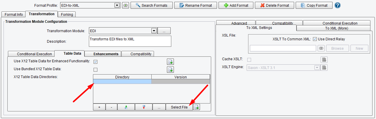 Enter the file path to the X12 transaction table data.