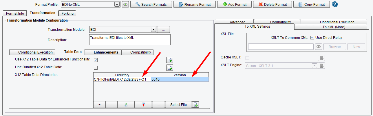 Enter the file path to the X12 transaction table data.