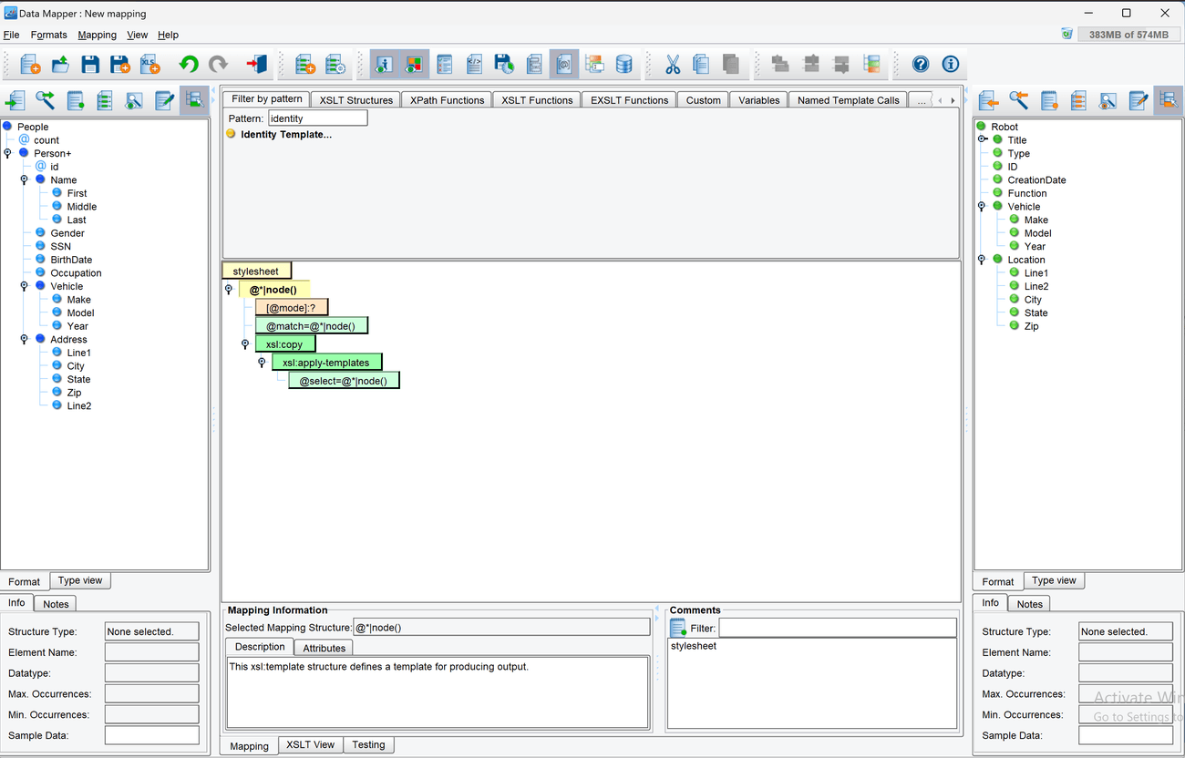 2. Drag the Identity Template node