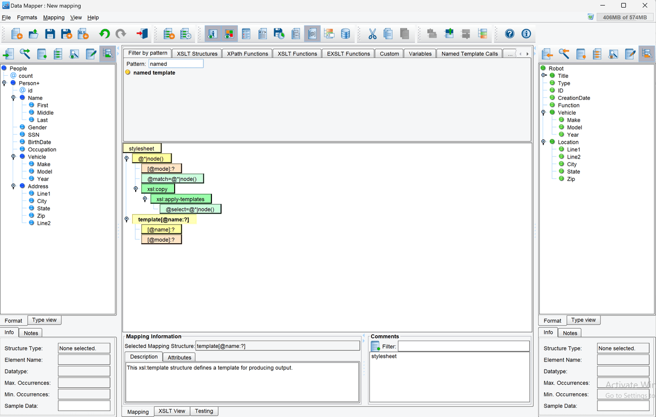 Drag the Named Template node