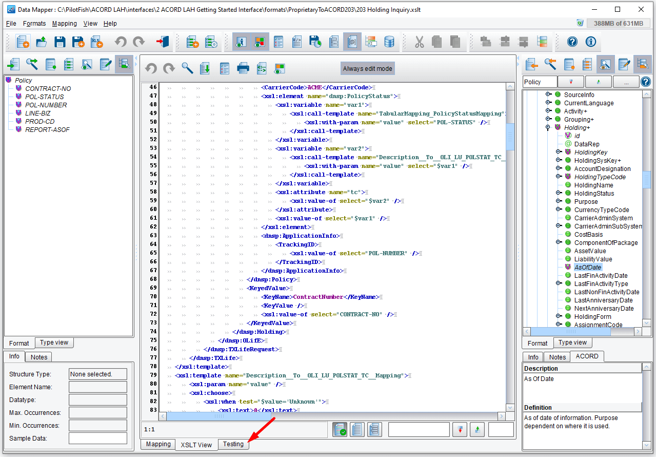 PilotFish ACORD LAH Integration Tutorial