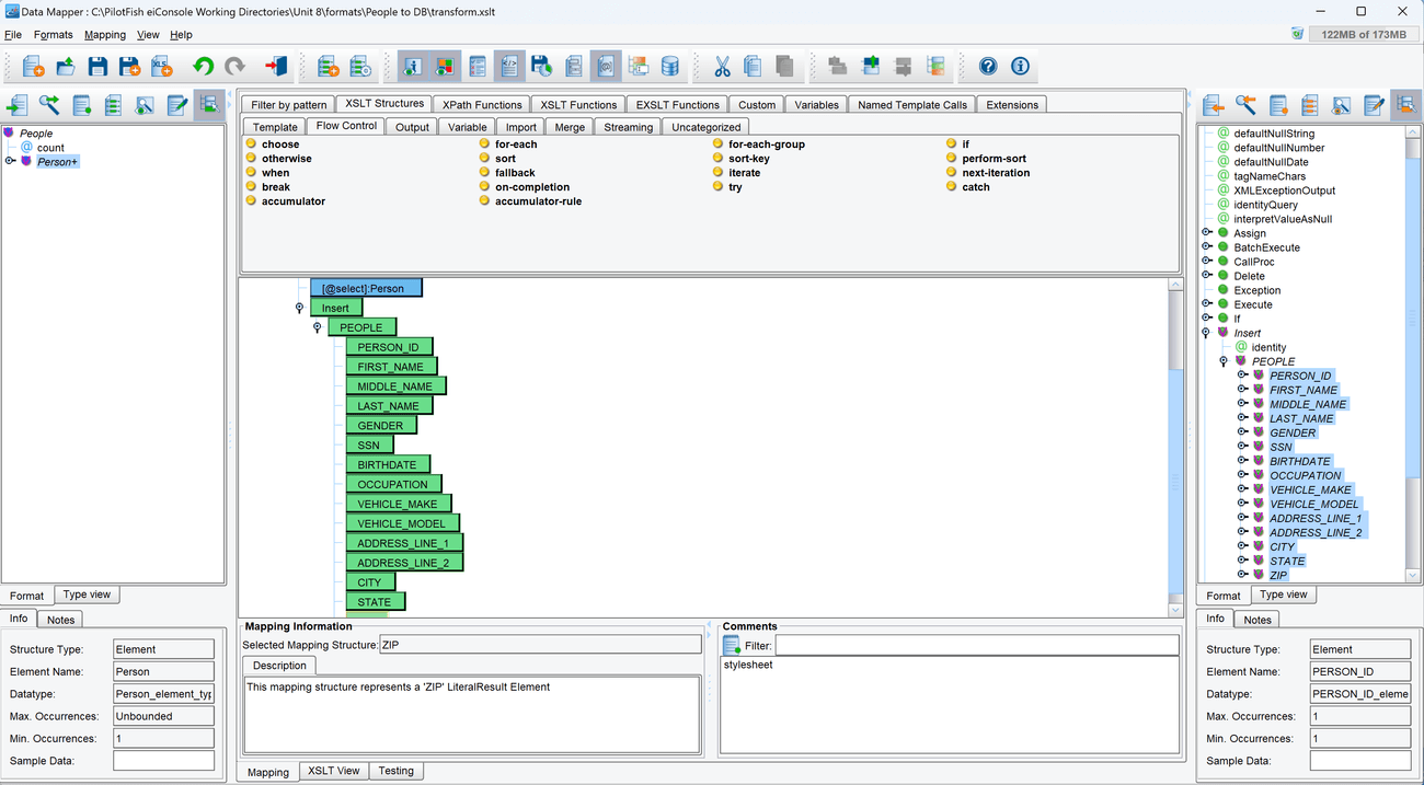 drag child elements onto the center mapping panel