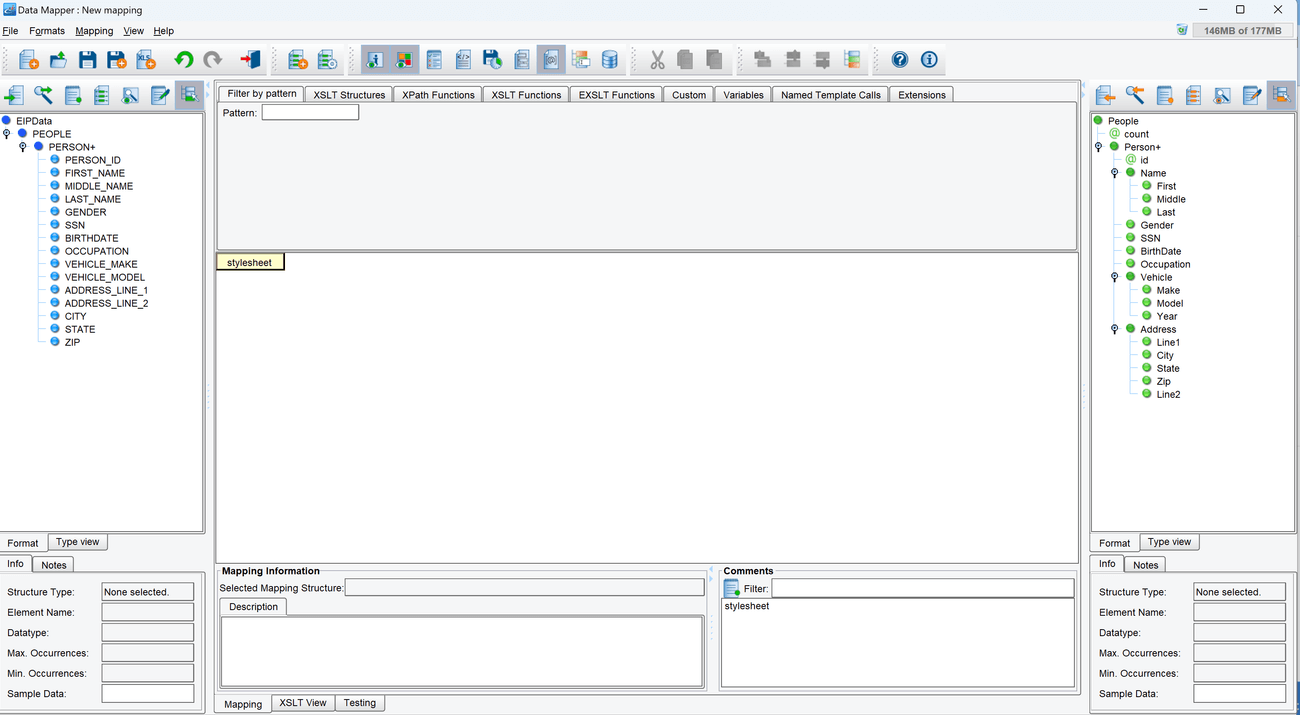 The source and target format panels are populated