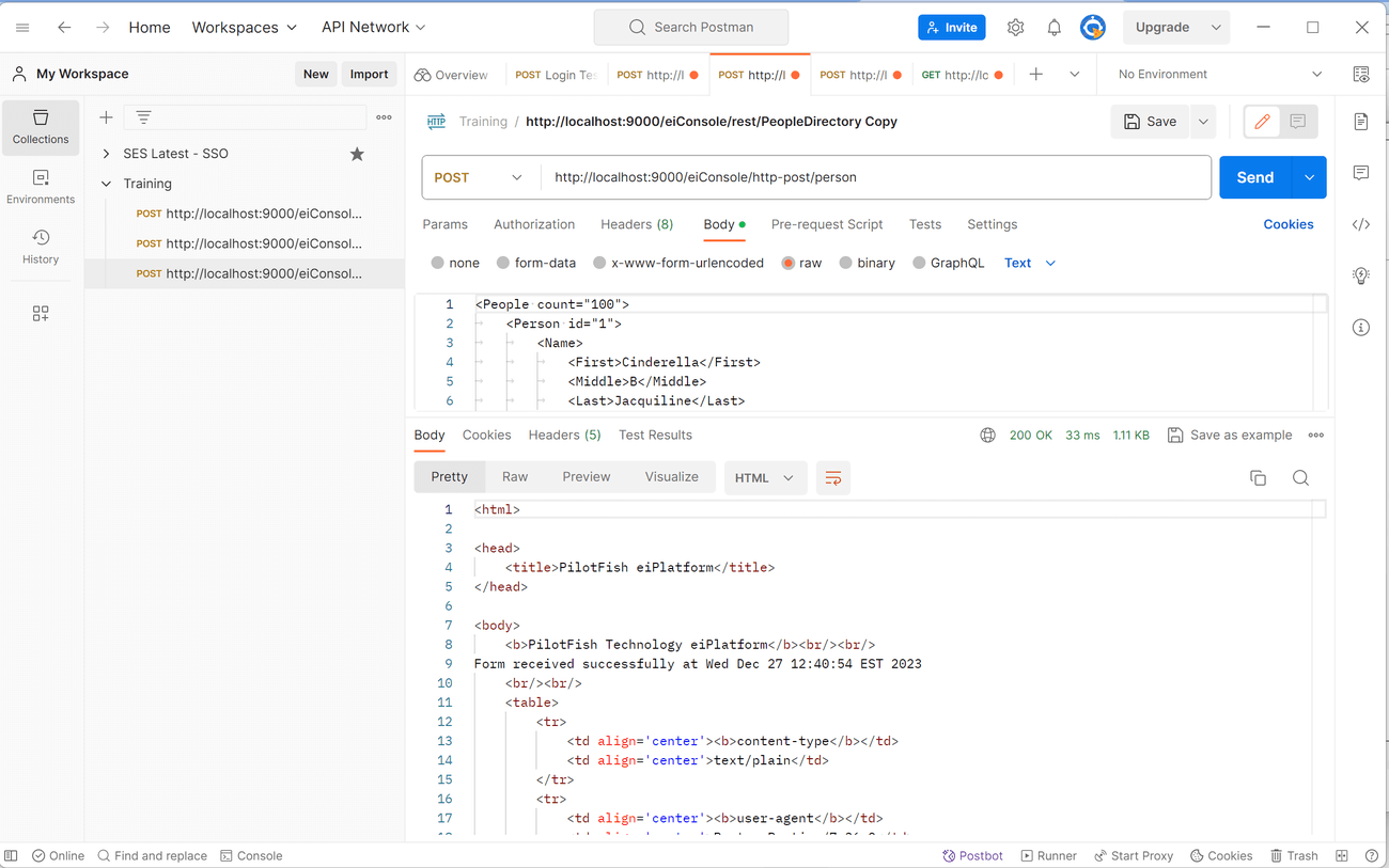 Select the data from the person.xml file