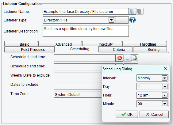 Directory Listener Scheduling Options in PilotFish Interface Engine 