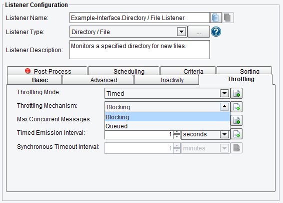 Throttling Configuration Options for Directory Adapter or Listener in PilotFish Integration Engine