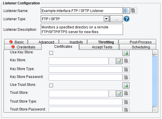 FTP/SFTP Listener/Adapter Certificate Options in PilotFish Middleware