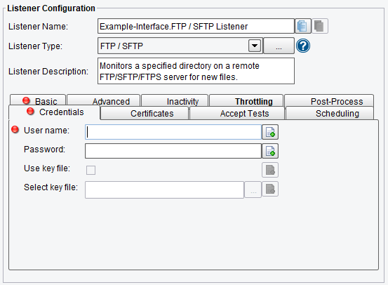 FTP/SFTP Listener/Adapter Credentials in PilotFish Middleware