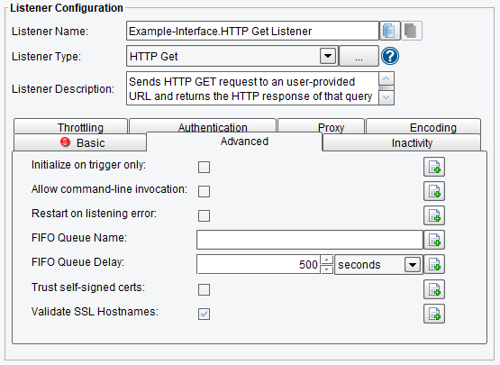 HTTP GET Advanced Listener Configuration Advanced Options