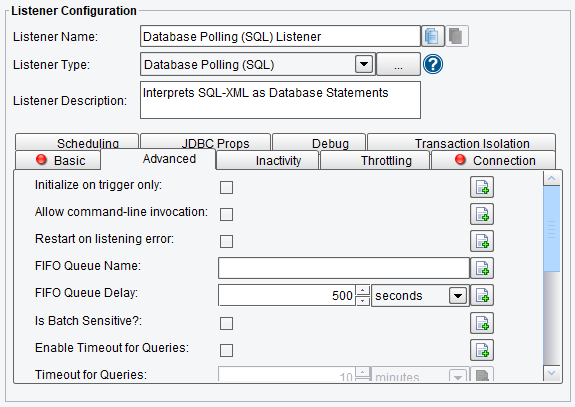 SQL Polling Listener Advanced Options in PilotFish Integration Engine