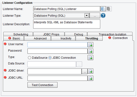 SQL Polling Listener Connection Configuration Options in PilotFish Software