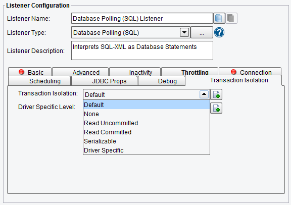 SQL Polling Transaction Isolation Options in PilotFish Middleware