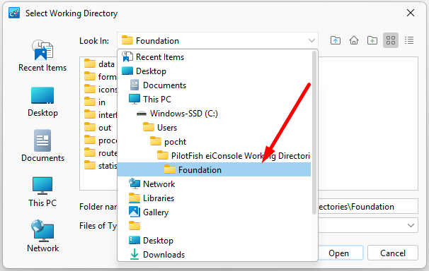 Route Working Directory